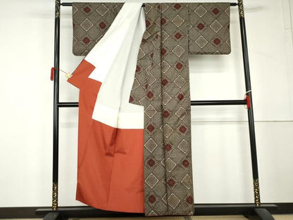 平和屋着物●本場大島紬　龍郷絣　正絹　逸品　AABL6403cs