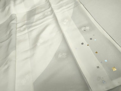 平和屋着物●金彩友禅作家　金彩の魔術師　堀省平　金煌織　振袖　流水に箔散らし　金銀彩　銀通し地　正絹　逸品　AABL6404cs