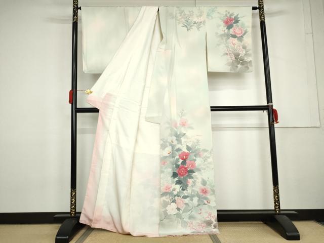 平和屋着物●巨匠　前田華清　手描き　訪問着　手描き　枝花文　暈し染め　正絹　逸品　AABL6410cs