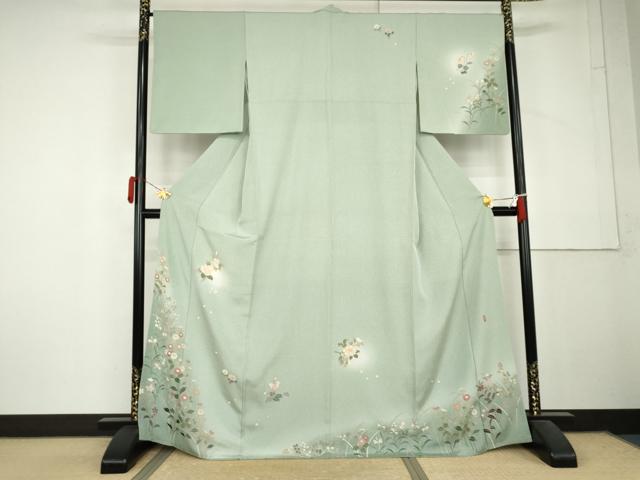 平和屋着物●訪問着　作家物　枝花文　暈し染め　正絹　逸品　AABL6415cs
