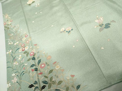 平和屋着物●訪問着　作家物　枝花文　暈し染め　正絹　逸品　AABL6415cs