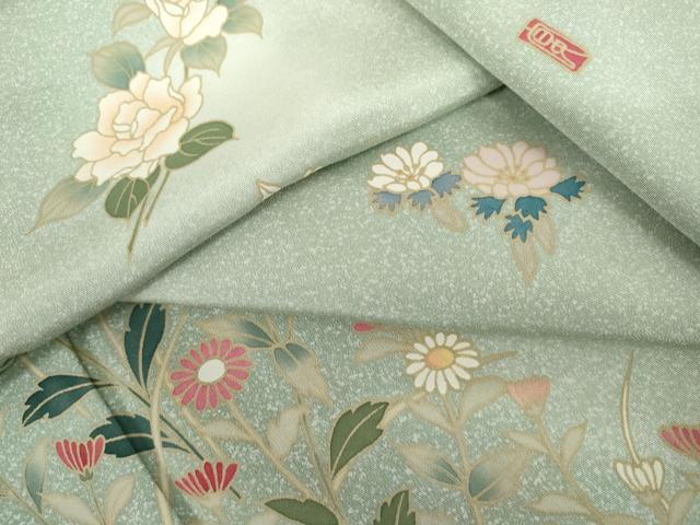 平和屋着物●訪問着　作家物　枝花文　暈し染め　正絹　逸品　AABL6415cs