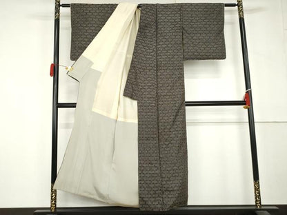 平和屋着物●本場大島紬　龍郷絣　秋名バラ　正絹　逸品　AABL6417cs