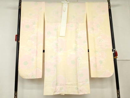 平和屋着物●振袖用長襦袢　無双仕立て　作家物　舞花文　暈し染め　半衿刺繍　正絹　逸品　未使用　AABL6420cs