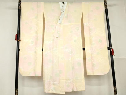 平和屋着物●振袖用長襦袢　無双仕立て　作家物　舞花文　暈し染め　半衿刺繍　正絹　逸品　未使用　AABL6420cs