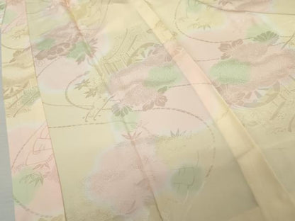 平和屋着物●振袖用長襦袢　無双仕立て　作家物　舞花文　暈し染め　半衿刺繍　正絹　逸品　未使用　AABL6420cs