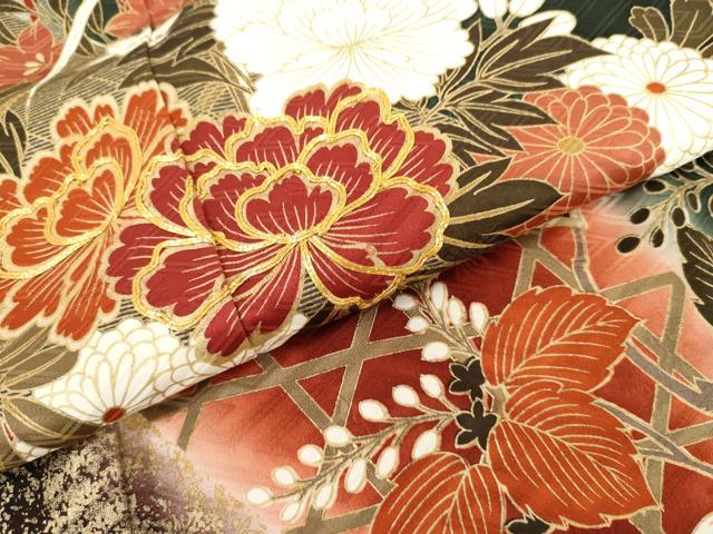 平和屋着物●豪華振袖　駒刺繍　花筏文　暈し染め　金彩　正絹　逸品　AABL6422cs