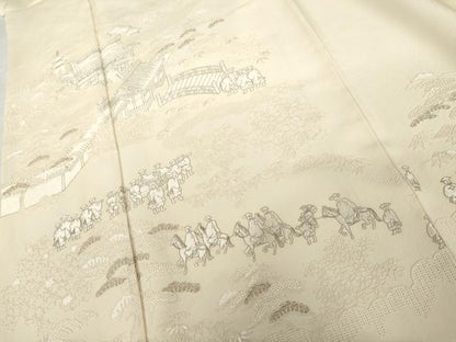 平和屋着物●中国三大刺繍　汕頭刺繍　スワトウ刺繍　総刺繍　訪問着　大名行列　正絹　逸品　AABL6425cs