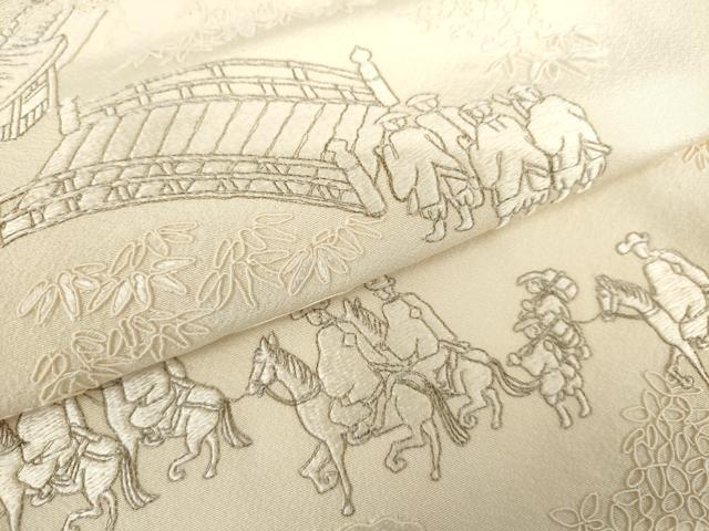 平和屋着物●中国三大刺繍　汕頭刺繍　スワトウ刺繍　総刺繍　訪問着　大名行列　正絹　逸品　AABL6425cs
