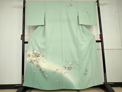 平和屋着物●訪問着　友禅　作家物　枝花文　暈し染め　正絹　逸品　AABL6428cs