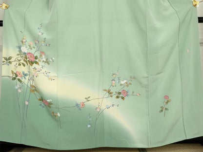 平和屋着物●訪問着　友禅　作家物　枝花文　暈し染め　正絹　逸品　AABL6428cs
