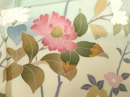 平和屋着物●訪問着　友禅　作家物　枝花文　暈し染め　正絹　逸品　AABL6428cs