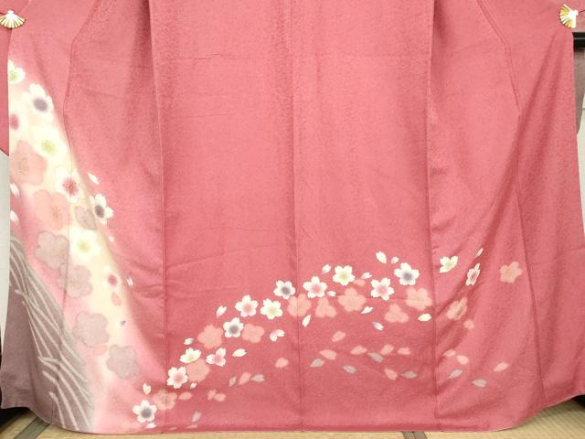 平和屋着物●豪華振袖　刺繍　舞桜文　暈し染め　金糸　金彩　正絹　逸品　AABL6429cs