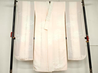 平和屋着物●振袖用長襦袢　袷　短冊花地紋　暈し染め　半衿刺繍　正絹　逸品　AABL6433cs