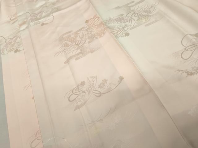 平和屋着物●振袖用長襦袢　袷　短冊花地紋　暈し染め　半衿刺繍　正絹　逸品　AABL6433cs