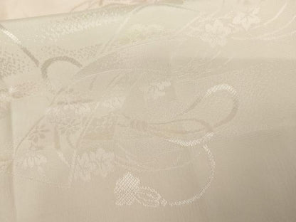 平和屋着物●振袖用長襦袢　袷　短冊花地紋　暈し染め　半衿刺繍　正絹　逸品　AABL6433cs