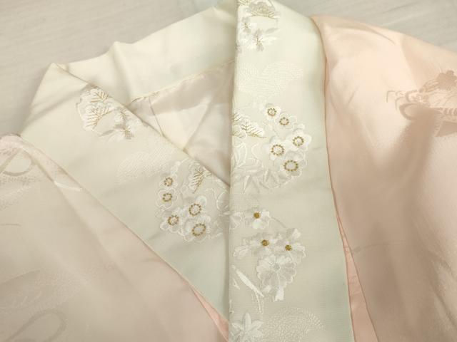 平和屋着物●振袖用長襦袢　袷　短冊花地紋　暈し染め　半衿刺繍　正絹　逸品　AABL6433cs
