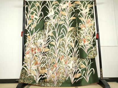 平和屋着物●豪華振袖　駒刺繍　流水鴛鴦花文　暈し染め　金糸　金彩　正絹　逸品　AABL6436cs