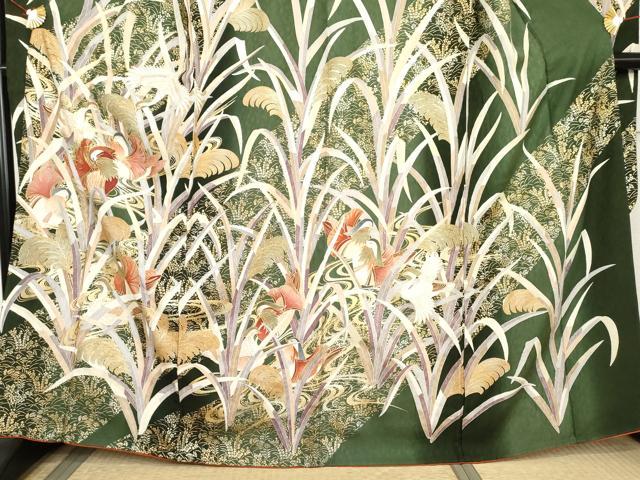 平和屋着物●豪華振袖　駒刺繍　流水鴛鴦花文　暈し染め　金糸　金彩　正絹　逸品　AABL6436cs