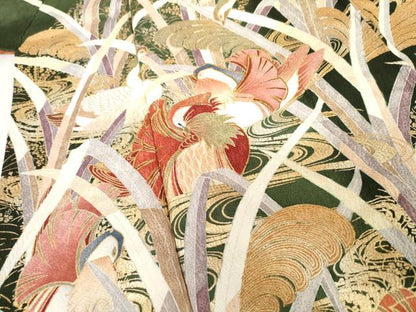 平和屋着物●豪華振袖　駒刺繍　流水鴛鴦花文　暈し染め　金糸　金彩　正絹　逸品　AABL6436cs