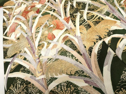 平和屋着物●豪華振袖　駒刺繍　流水鴛鴦花文　暈し染め　金糸　金彩　正絹　逸品　AABL6436cs