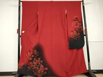 平和屋着物●豪華振袖　草花文　暈し染め　金彩　京都きもの友禅扱い　正絹　逸品　未使用　AABL6437cs