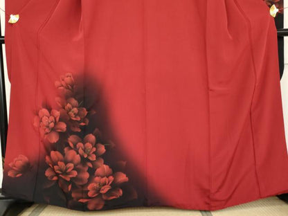 平和屋着物●豪華振袖　草花文　暈し染め　金彩　京都きもの友禅扱い　正絹　逸品　未使用　AABL6437cs