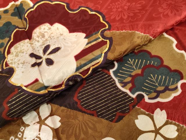 平和屋着物●豪華振袖　絞り　駒刺繍　流水雪輪桜文　金彩　正絹　逸品　AABL6438cs