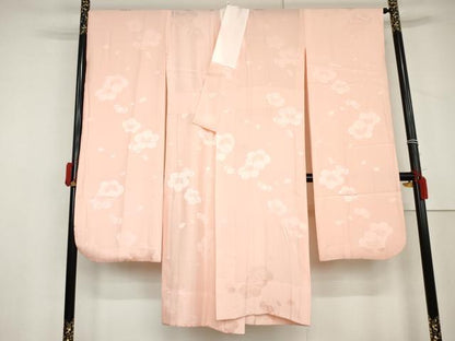 平和屋着物●振袖用長襦袢　無双仕立て　舞梅地紋　虹色　正絹　逸品　AABL6439cs