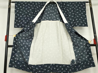 平和屋着物●長襦袢　無双仕立て　七宝舞桜文　正絹　逸品　AABL6441cs