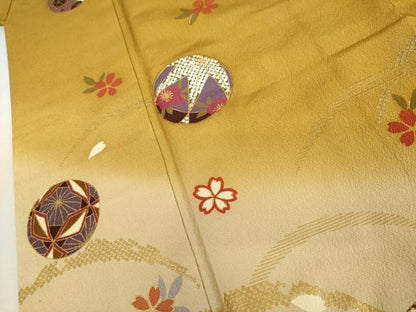 平和屋着物●豪華振袖　刺繍　雪芝に花毬　暈し染め　金糸　金彩　ロング丈　正絹　逸品　AABL6444cs