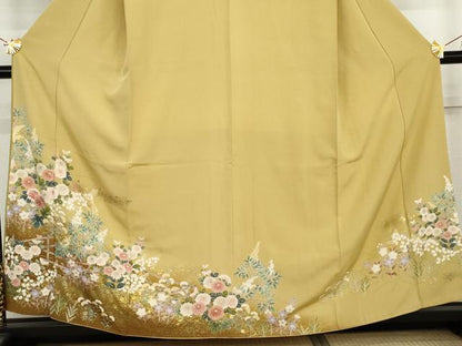 平和屋着物●訪問着　草花文　暈し染め　金彩　正絹　逸品　AABL6447cs