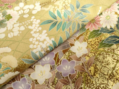 平和屋着物●訪問着　草花文　暈し染め　金彩　正絹　逸品　AABL6447cs