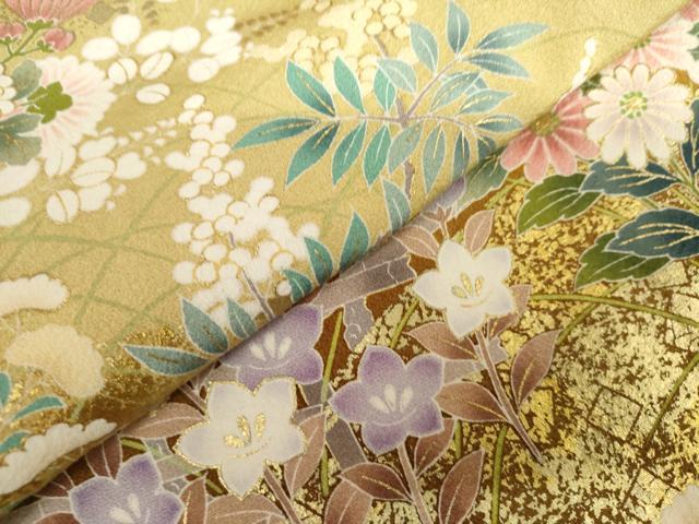 平和屋着物●訪問着　草花文　暈し染め　金彩　正絹　逸品　AABL6447cs