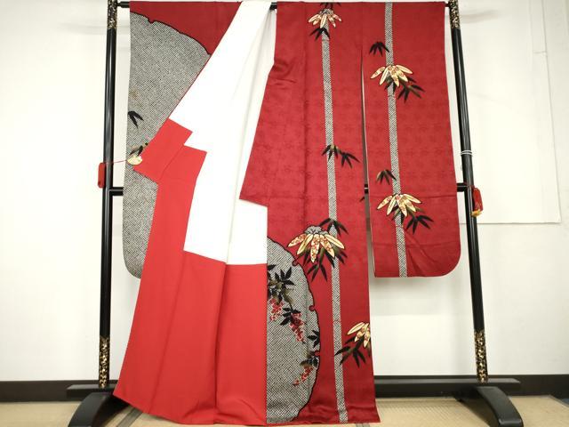 平和屋着物●豪華振袖　絞り　雪輪笹竹文　金彩　正絹　逸品　AABL6448cs