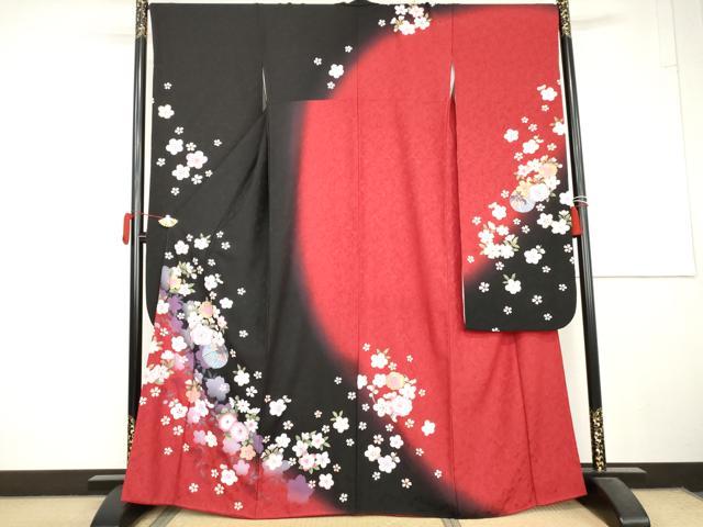 平和屋着物●豪華振袖　花毬文　暈し染め　金彩　正絹　逸品　AABL6450cs