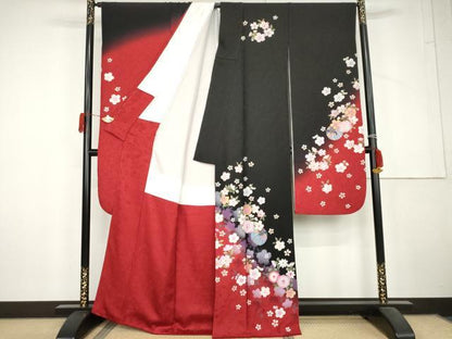 平和屋着物●豪華振袖　花毬文　暈し染め　金彩　正絹　逸品　AABL6450cs