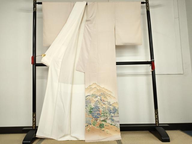 平和屋着物●本加賀友禅作家　浅野冨治男　色留袖　遠山風景文　正絹　逸品　AABL6454cs