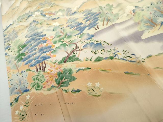 平和屋着物●本加賀友禅作家　浅野冨治男　色留袖　遠山風景文　正絹　逸品　AABL6454cs
