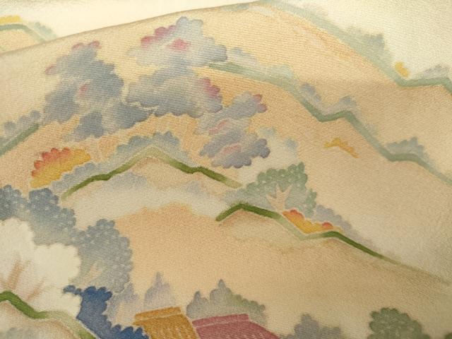平和屋着物●本加賀友禅作家　浅野冨治男　色留袖　遠山風景文　正絹　逸品　AABL6454cs