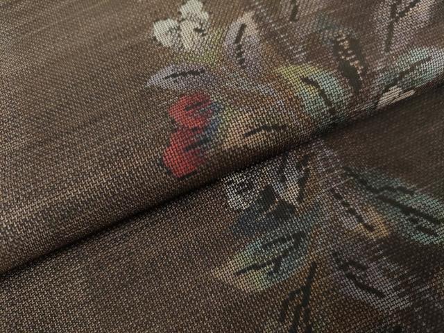 平和屋着物●本場大島紬　9マルキ　枝花間道　正絹　逸品　AABL6464cs
