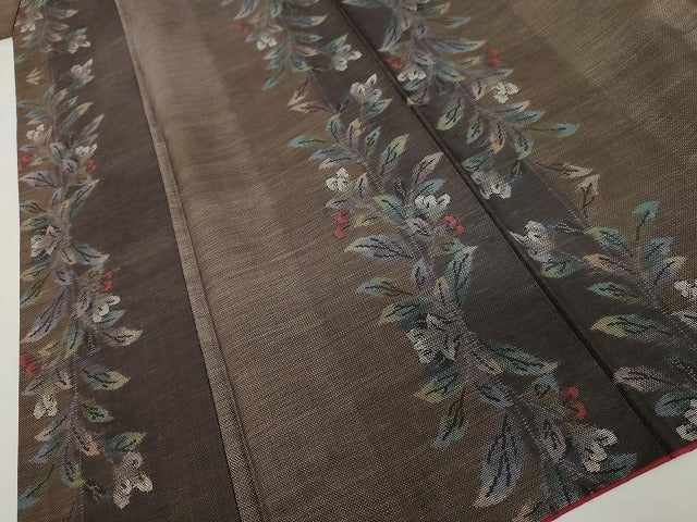 平和屋着物●本場大島紬　9マルキ　枝花間道　正絹　逸品　AABL6464cs