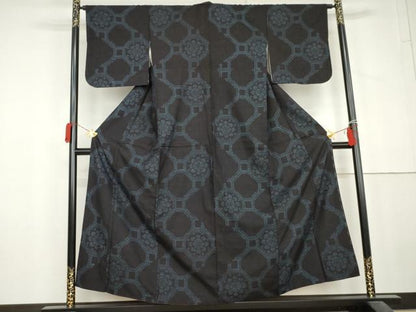 平和屋着物●本場結城紬　重要無形文化財　蜀江花文　正絹　逸品　AABL6467cs