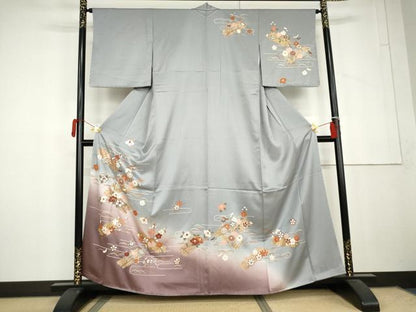 平和屋着物●訪問着　花筏文　暈し染め　金彩　正絹　逸品　未使用　AABL6469cs