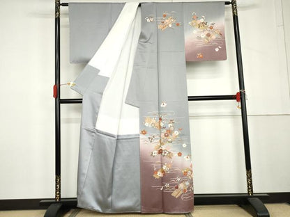 平和屋着物●訪問着　花筏文　暈し染め　金彩　正絹　逸品　未使用　AABL6469cs