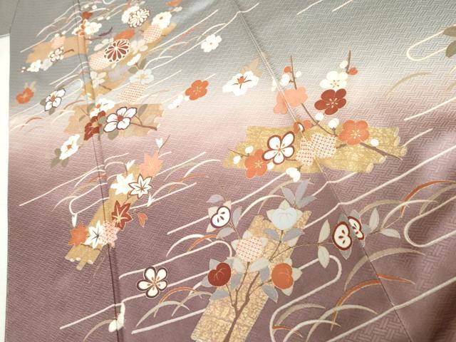 平和屋着物●訪問着　花筏文　暈し染め　金彩　正絹　逸品　未使用　AABL6469cs