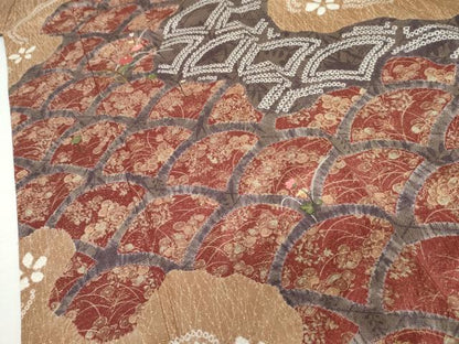 平和屋着物●訪問着　絞り　刺繍　流水花青海波　金糸　金彩　正絹　逸品　AABL6471cs