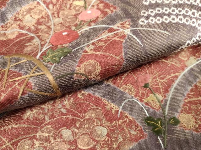 平和屋着物●訪問着　絞り　刺繍　流水花青海波　金糸　金彩　正絹　逸品　AABL6471cs