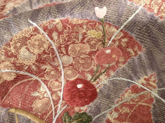 平和屋着物●訪問着　絞り　刺繍　流水花青海波　金糸　金彩　正絹　逸品　AABL6471cs