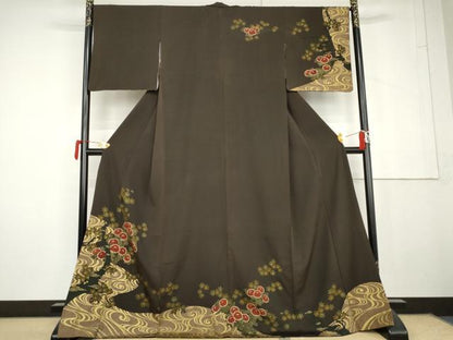 平和屋着物●訪問着　竜田川に菊　金彩　正絹　逸品　AABL6472cs
